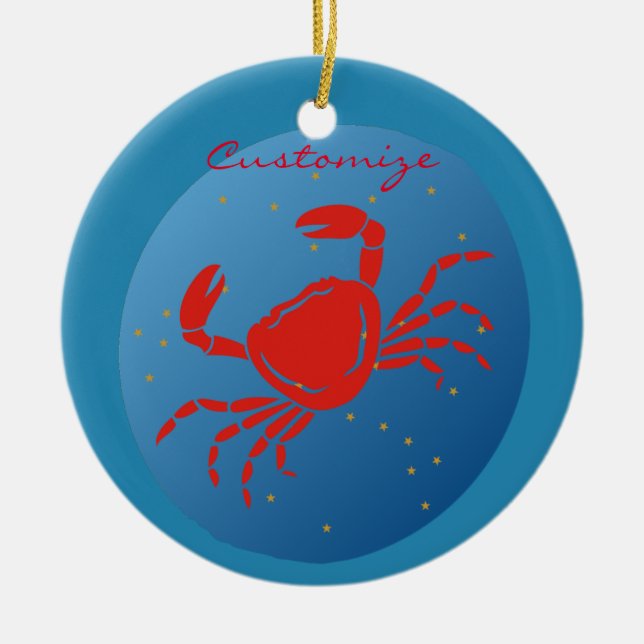 Cancer Crab Zodiac Thunder_Cove Ceramic Tree Decoration (Front)