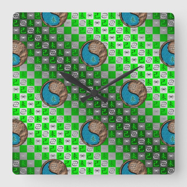 Cancer & Earth Goat Square Wall Clock (Front)