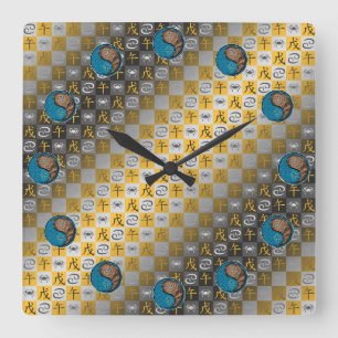 Cancer & Earth Horse Square Wall Clock