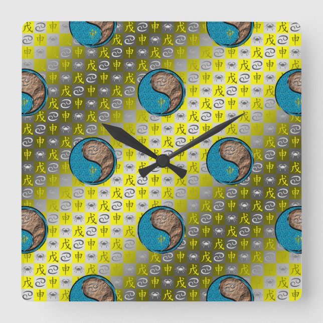 Cancer & Earth Monkey Square Wall Clock (Front)