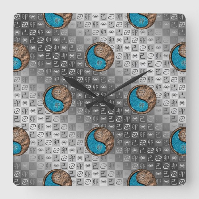 Cancer & Earth Rabbit Square Wall Clock (Front)