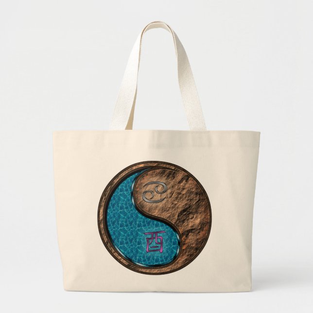 Cancer & Earth Rooster Large Tote Bag (Front)
