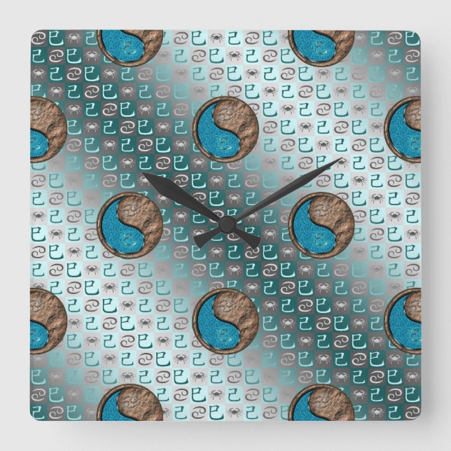 Cancer & Earth Snake Square Wall Clock (Front)
