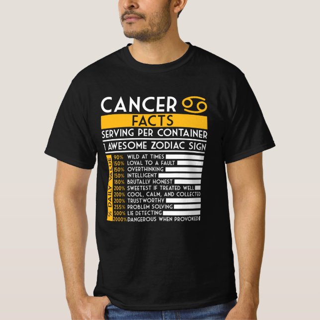 Cancer Facts Zodiac Horoscope Funny Astrology Star T-Shirt (Front)