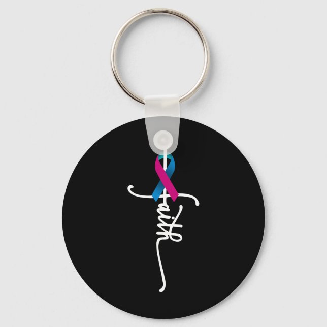 Cancer Faith Thyroid Cancer Awareness Support  Key Ring (Front)