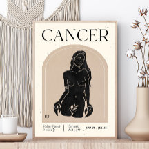 Cancer Feminine Zodiac Poster