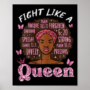 Cancer Fight Like Queen Afro Survivor Awareness Wo Poster