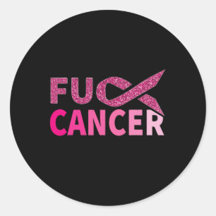 Cancer Fighter Pink Ribbon Breast Cancer Awareness Classic Round Sticker