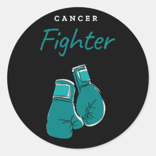 cancer fighter, teal classic round sticker
