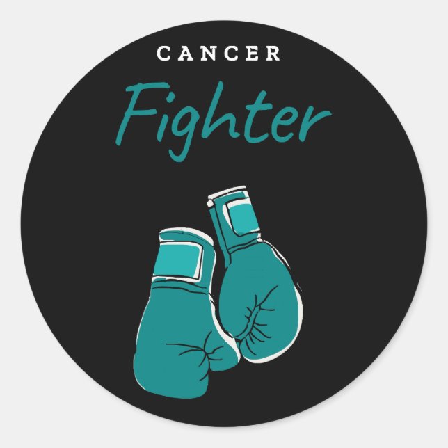 cancer fighter, teal classic round sticker (Front)