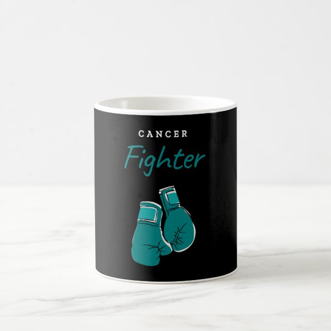 cancer fighter, teal coffee mug (Center)