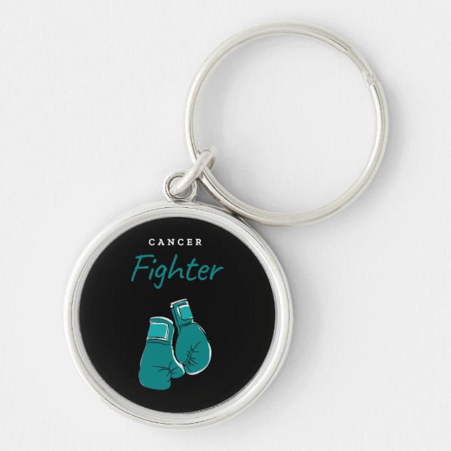 cancer fighter, teal key ring (Front)