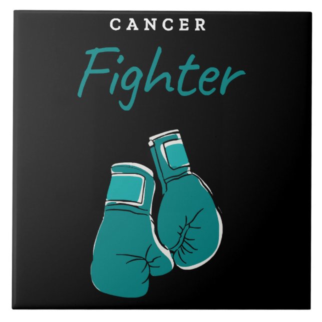 cancer fighter, teal tile (Front)