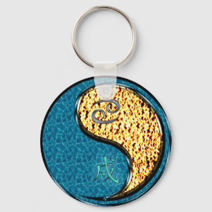 Cancer & Fire Dog Key Ring
