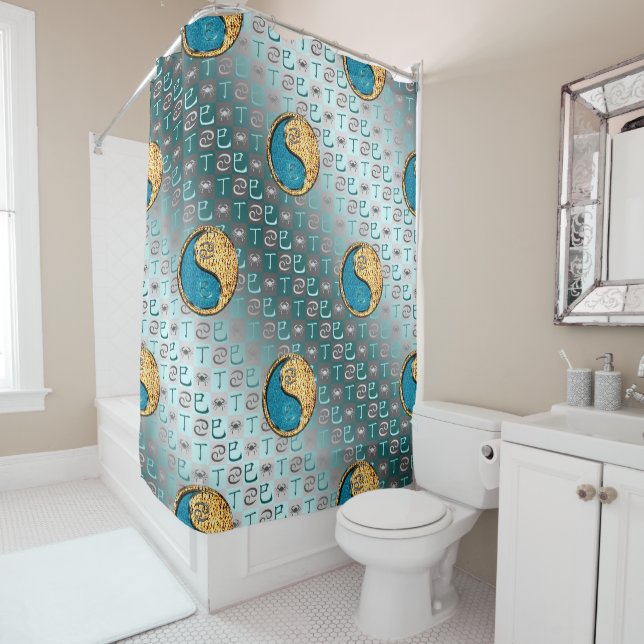 Cancer & Fire Snake Shower Curtain (In Situ)