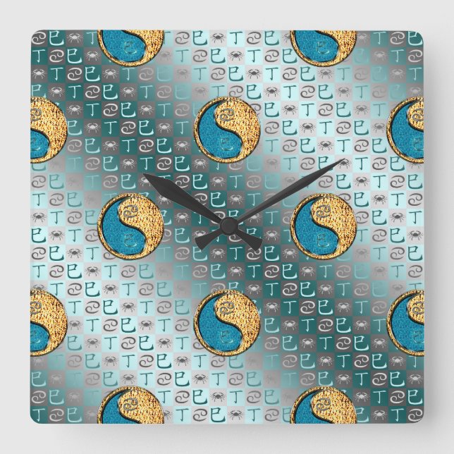 Cancer & Fire Snake Square Wall Clock (Front)