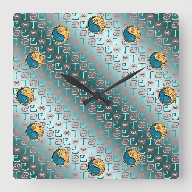 Cancer & Fire Snake Square Wall Clock (Front)
