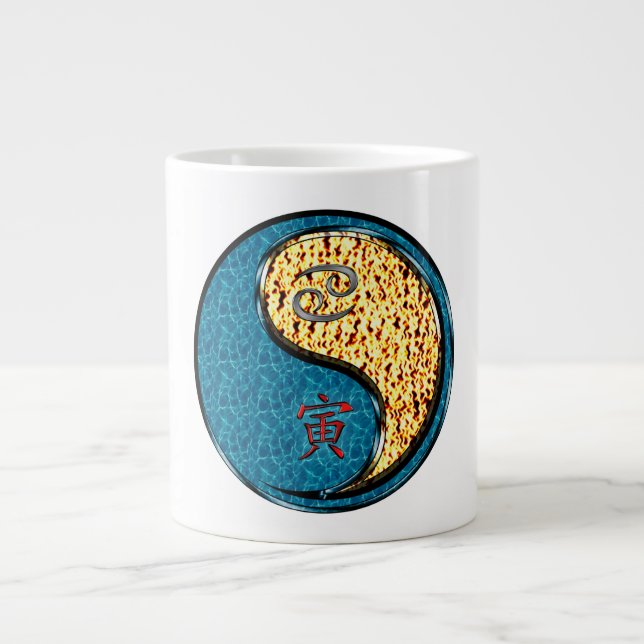Cancer & Fire Tiger Large Coffee Mug (Front)