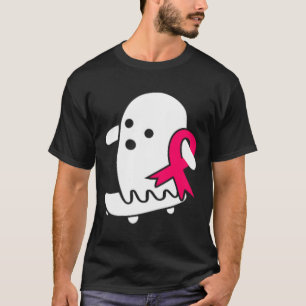 Cancer Ghost Halloween Pink Breast Cancer Awarenes T-Shirt