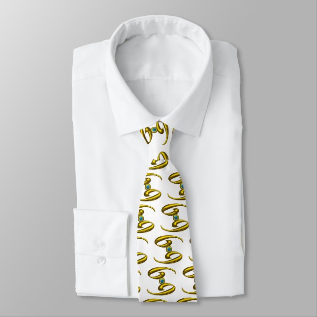CANCER GOLD ZODIAC BIRTHDAY JEWEL WITH BLUE OPALE TIE (Tied)