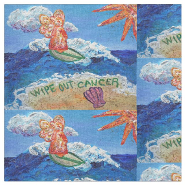Cancer Guardian Angel Art Fabric Material (Close Up)