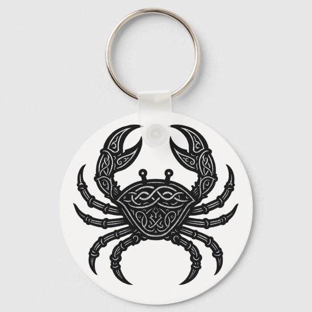 Cancer — Haunted Ink Zodiac Crab Key Ring (Front)
