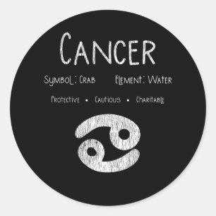 Cancer Horoscope Astrology Star Sign Birthday Gift Classic Round Sticker