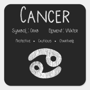 Cancer Horoscope Astrology Star Sign Birthday Gift Square Sticker
