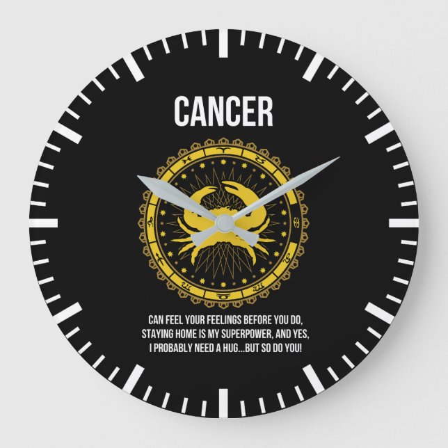 Cancer - Horoscope, Funny Zodiac Sign Humour Large Clock (Front)