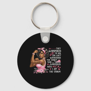 Cancer I Am The Storm Black Women We Wear Pink Rib Key Ring