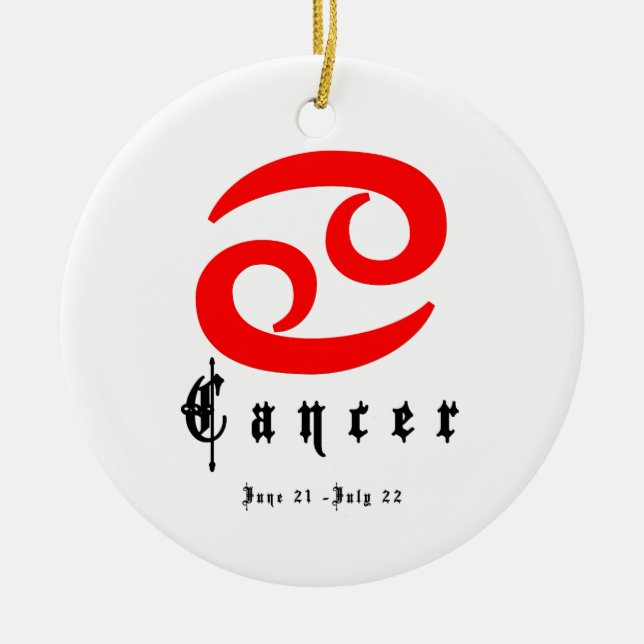 Cancer, June 21 - July 22 Ceramic Tree Decoration (Front)