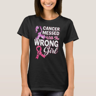 Cancer Messed with the Wrong Girl Face Gloves Star T-Shirt