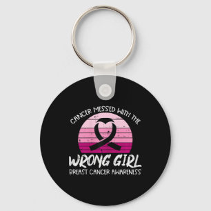 Cancer Messed With Wrong Girl Awareness Ribbon Wom Key Ring
