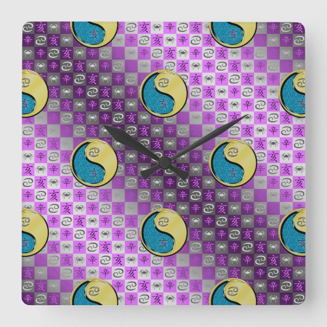 Cancer & Metal Boar Square Wall Clock (Front)
