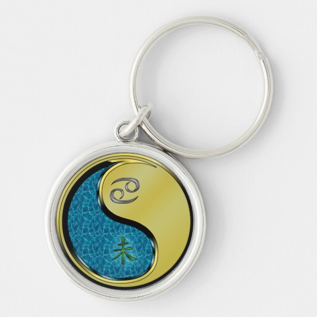 Cancer & Metal Goat Key Ring (Front)