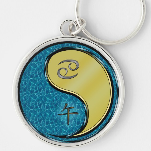 Cancer & Metal Horse Key Ring (Front)