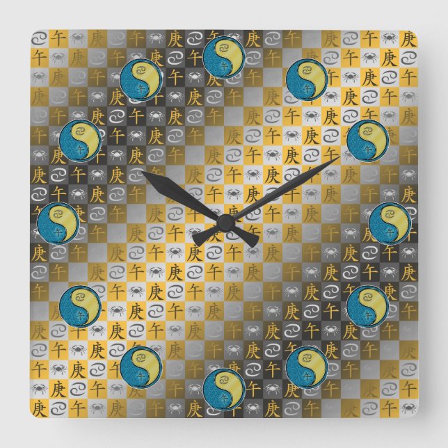 Cancer & Metal Horse Square Wall Clock (Front)