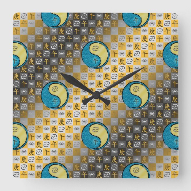 Cancer & Metal Horse Square Wall Clock (Front)