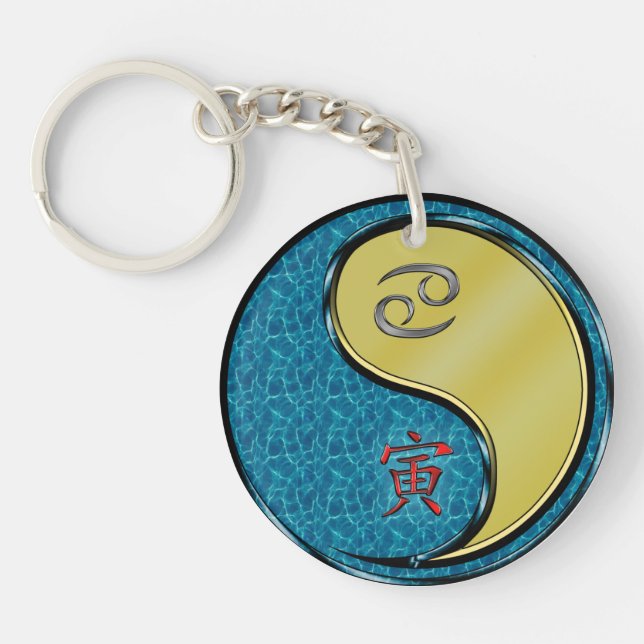 Cancer & Metal Tiger Key Ring (Front)