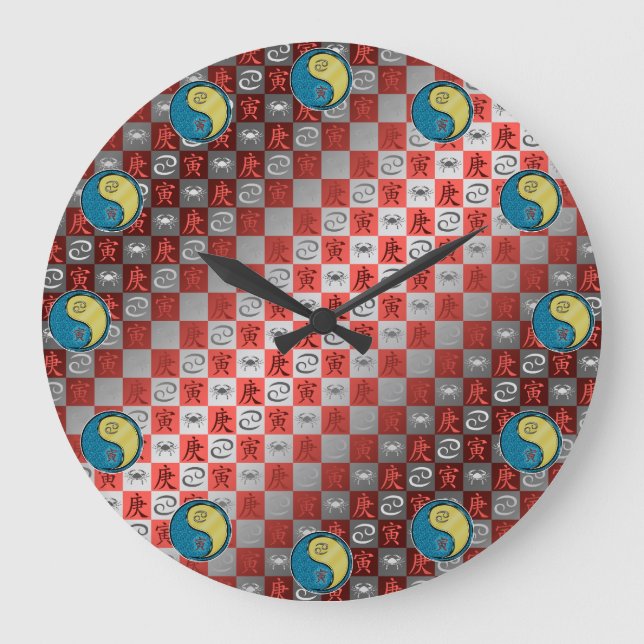 Cancer & Metal Tiger Large Clock (Front)