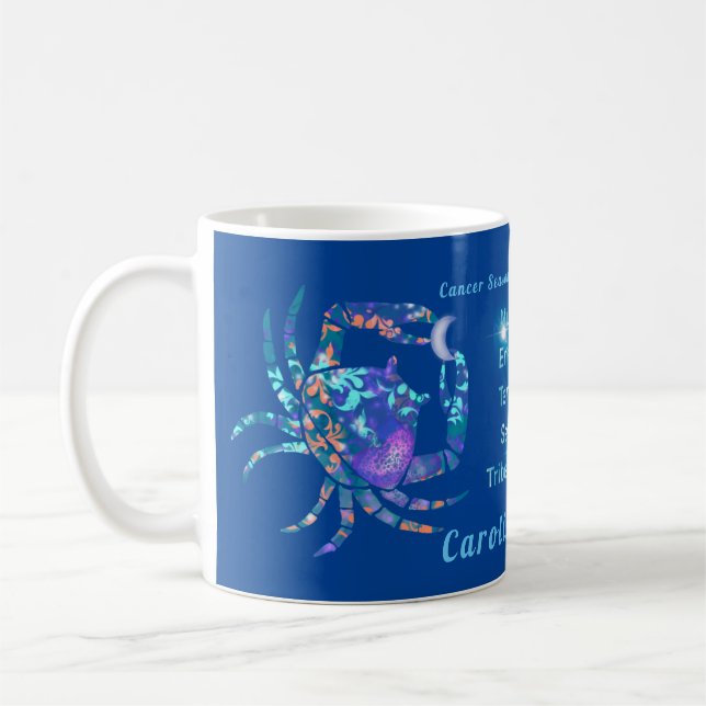 Cancer modern midnight personalised  coffee mug (Left)