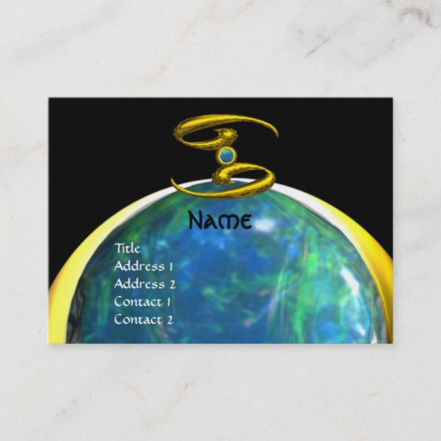 CANCER MONOGRAM opale yellow black grey blue Business Card (Front)