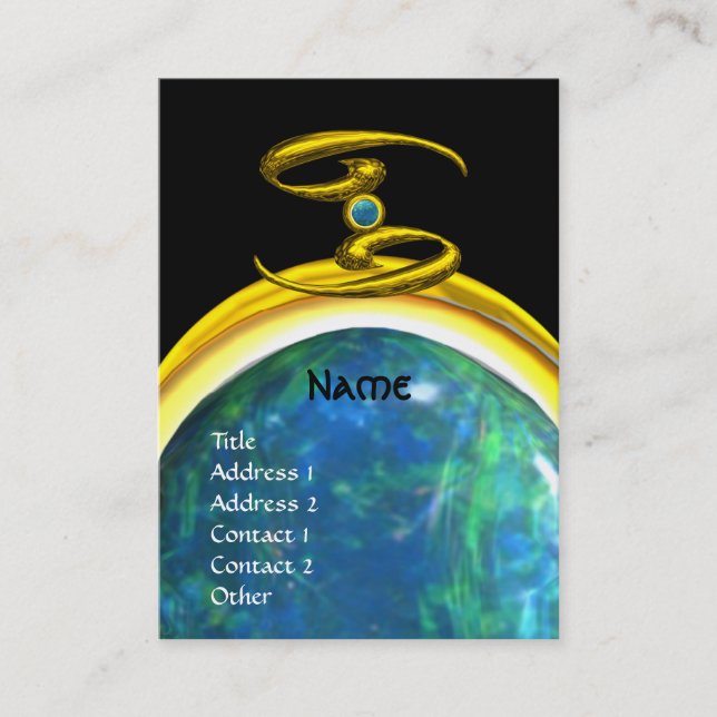 CANCER MONOGRAM opale yellow black grey blue Business Card (Front)