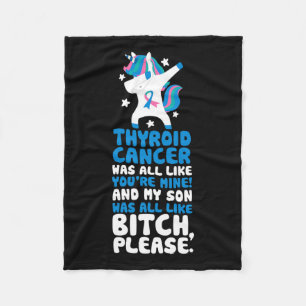 Cancer My Son Please Quote Unicorn  Fleece Blanket