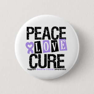Cancer Peace Love Cure 6 Cm Round Badge