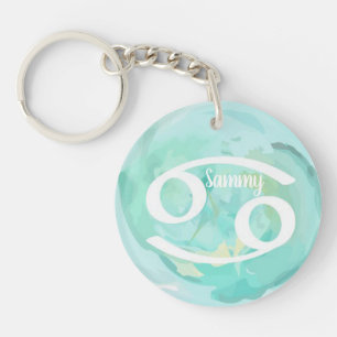 Cancer Personalised Watercolor Zodiac Sign Key Ring