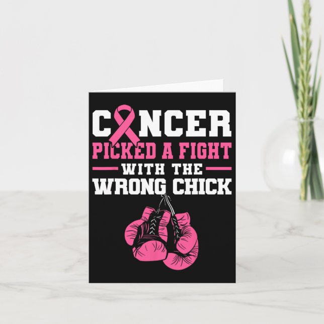 Cancer Picked A Fight With The Wrong Chick Boxing  Card (Front)