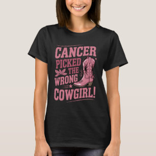 Cancer Picked The Wrong Cowgirl! Pink Ribbon T-Shirt