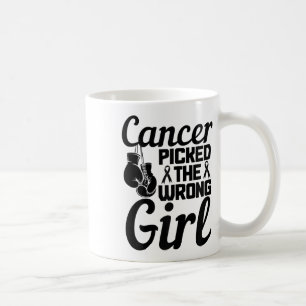 Cancer Picked The Wrong Girl Breast Cancer Awarene Coffee Mug