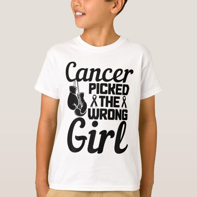 Cancer Picked The Wrong Girl Breast Cancer Awarene T-Shirt (Front)